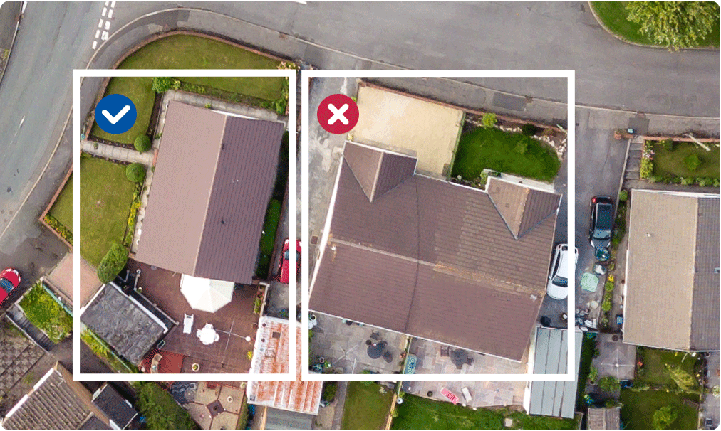 Kennzeichnung von Dachflächen zur Installation von Solaranlagen mit ungeeigneter Dachausrichtung.